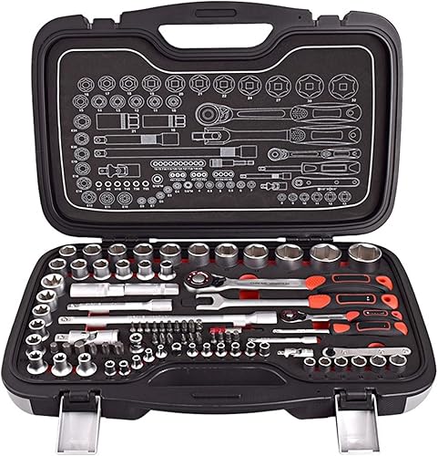 ORDALI Herramienta de reparación de vehículos 83 piezas llave de trinquete multifuncional para reparación de automóviles 14 pulgadas y 12 pulgadas