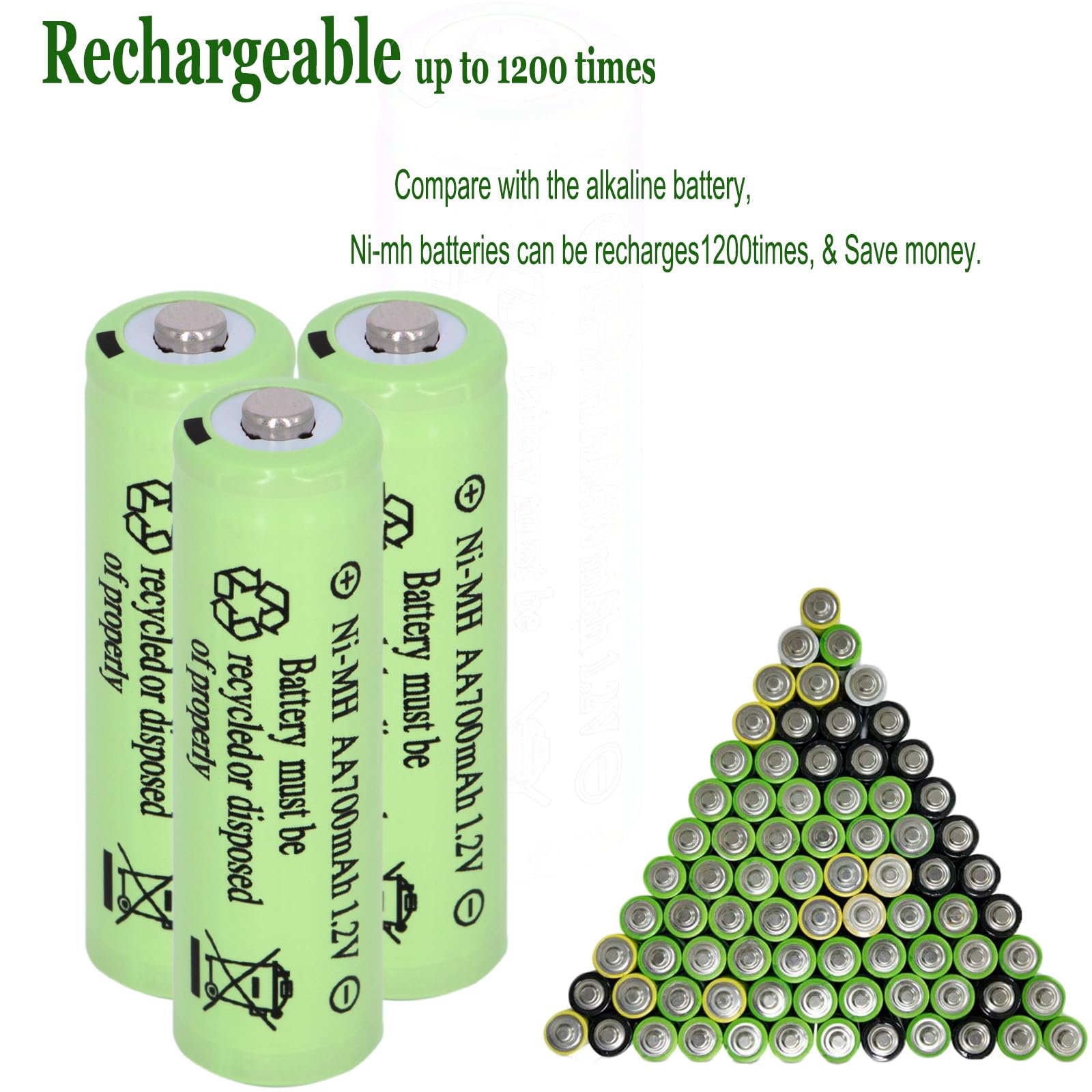 16 Packungen Solarleuchten Batterien AA700 mAh 1,2 V Ni-MH wiederaufladbar Doppel-A-Akku für Outdoor-Solarleuchten, Lichterketten, Wegeleuchten