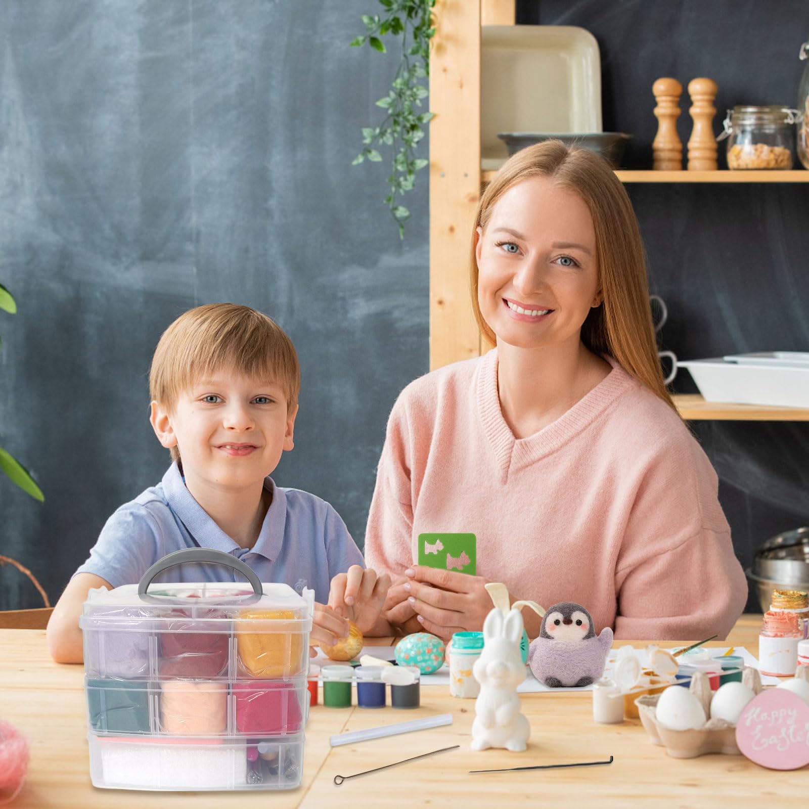 BDHYYM Set di 36 Lana Feltro Gomitoli Colorati Soffice Kit Feltro di Lana Fai da Te con Ago lana Cardata Adatto per Lavoretti Creativi Fai da Te, con Kit di Attrezzi