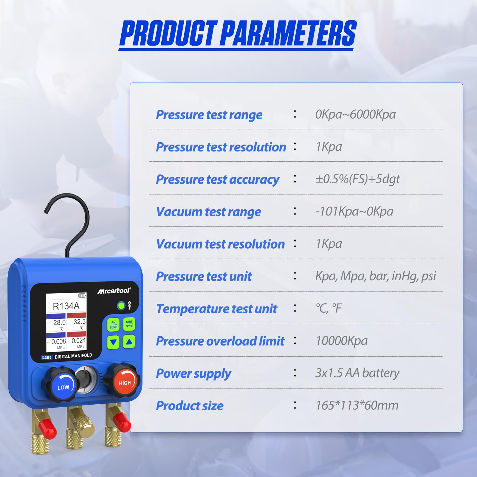 Bomba de vacío digital para sistemas de aire acondicionado y pruebas, manómetro de refrigerante R410a R32 digital, manómetro de refrigerante HVAC 92 refrigerante