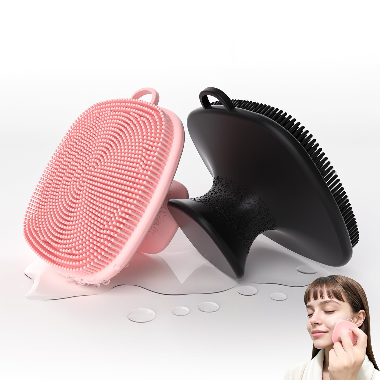 2 Pack Face Scrubber,Silicone Facial Cleansing Brush for Men & Women,Reusable Gentle Facial Waterproof Cleansing Skin Brush Exfoliating Scrubber for