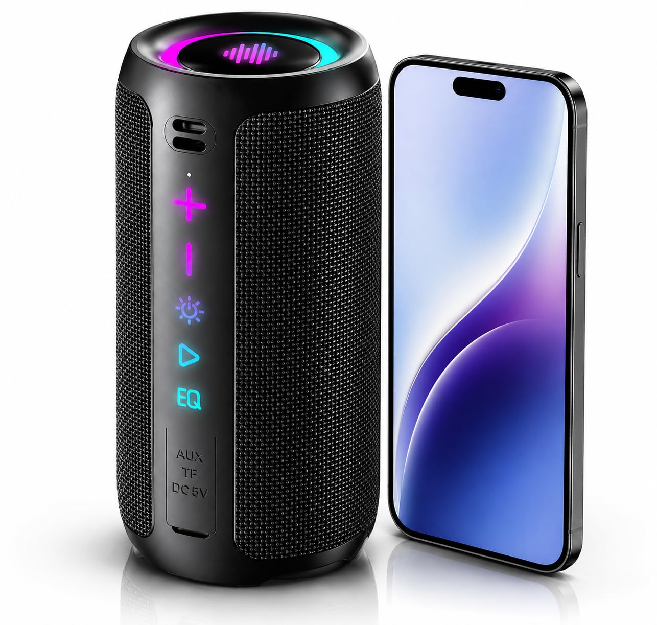 Cassa Bluetooth Portatile Potente, 25W Altoparlante Bluetooth 5.4 con 2 Modalità EQ, IPX7, TWS, 24H di Autonomia Speaker Bluetooth, 8 Modalità RGB, Cinghia da Trekking, Compatibile con PC, AUX, TF