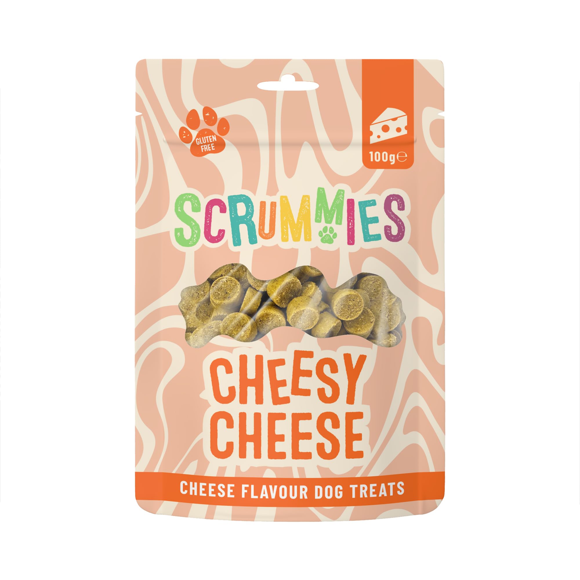 Scrummies Cheesy Cheese Dog Treats Oven Baked Bite Size Treats, Gluten Free, No Added Sugar, Low in Fat Healthy Cheese Flavour Treats for Dogs 12+ Weeks | 100g (Pack of 16)