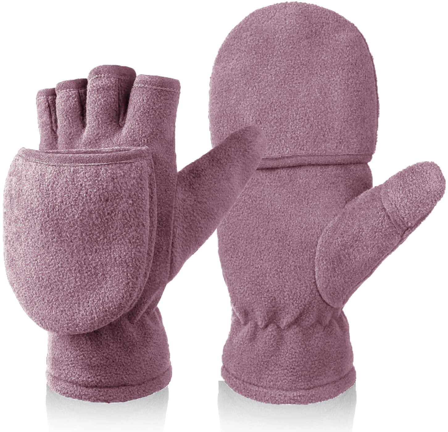 Winter Gloves Men Women: Fingerless Convertible Flip Top Mittens