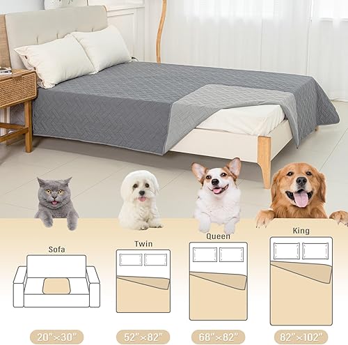 Miniatura 5 de BOCTOPUG Funda de cama para perros para mascotas, almohadillas para protección del sofá, fundas de cama impermeables, protector de muebles para