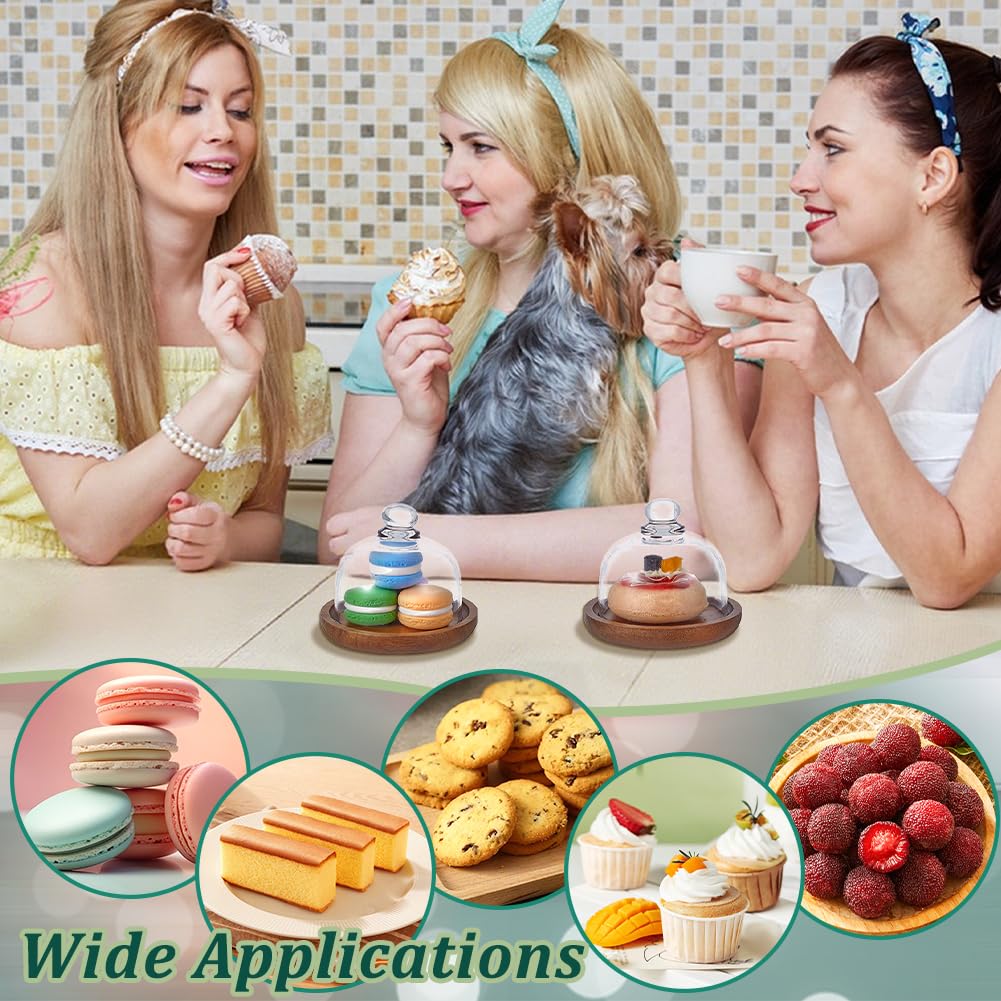 NBEADS 2 pz. Cupola per Dessert In Vetro con Base, Mini Vetrine per Torte A Campana Vassoi per Esposizione In Vetro A Campana per Cucina, Feste di Compleanno, Matrimoni, 8cm di Diametro