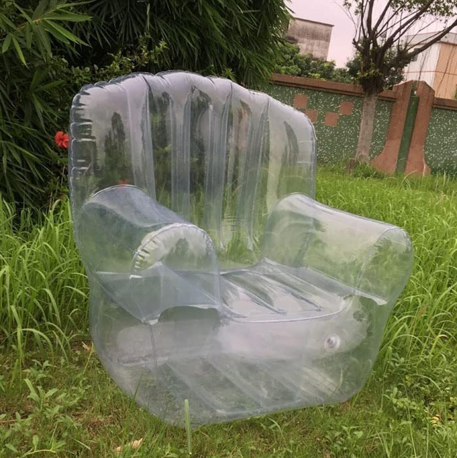 ZMIN Transparente aufblasbare Couch, Stuhl, Sofa, für Zwei Personen, durchsichtiger aufblasbarer Stuhl, aufblasbare Couch, Sitzsack, fauler Sofa-Stuhl, Camping-Möbel,A,102x102x70CM