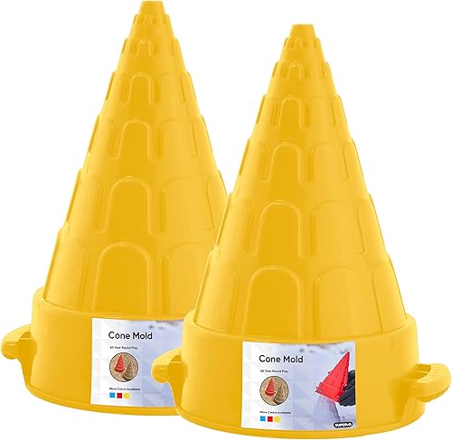Superio Paquete de 2 moldeadores amarillos de torre de nieve y arena, construye un castillo, fuerte de nieve, juguetes de nieve y arena para niños