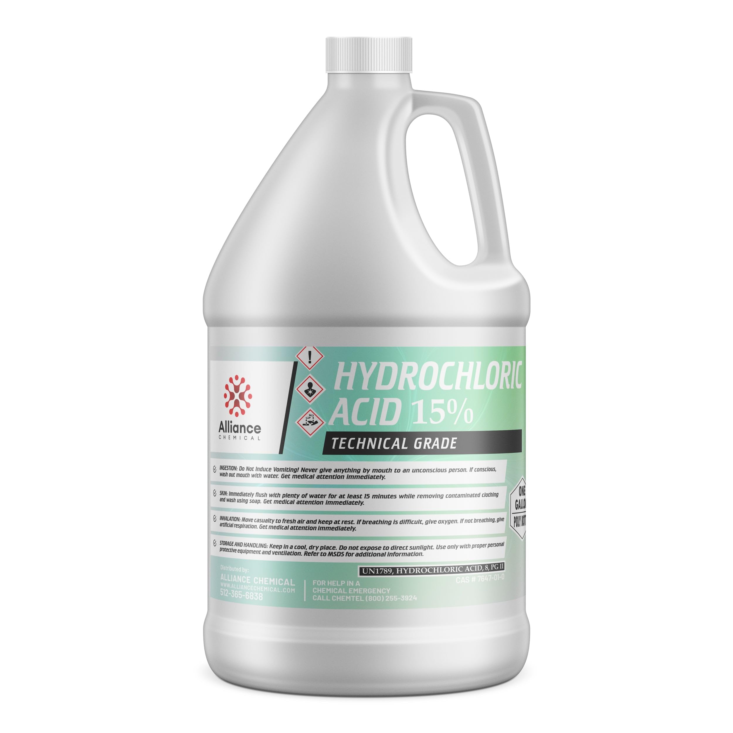 Hydrochloric Acid 15% Technical Grade - 1 Gallon – for Industrial Cleaning, pH Adjustment, Metal Surface Treatment, and Chemical Processing