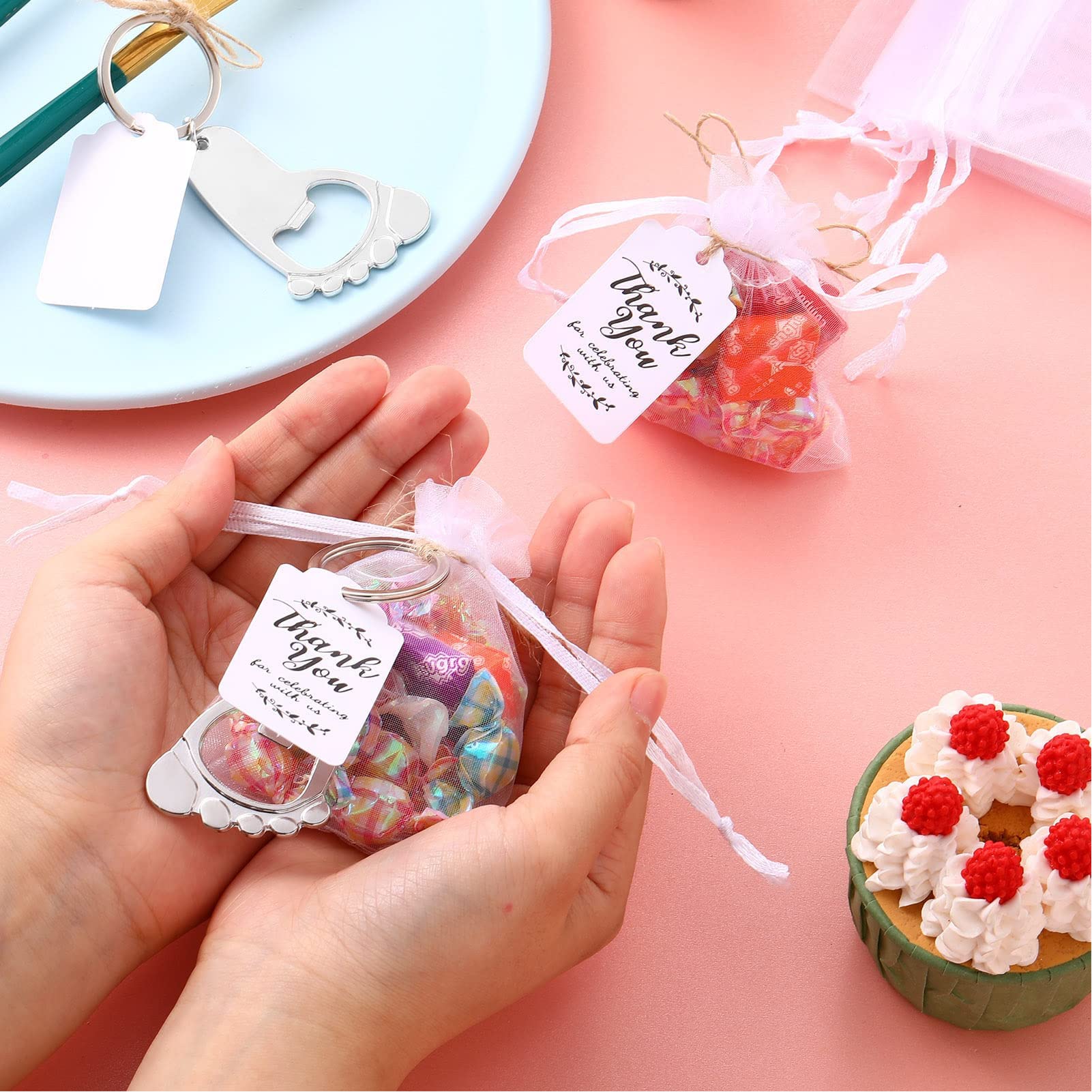 Focket Confezione da 24 apribottiglie a Forma di biberon, Simpatici Regali di Ritorno per la Festa del Bebè, apribottiglie per Bebè con squisita Confezione, per Ospiti