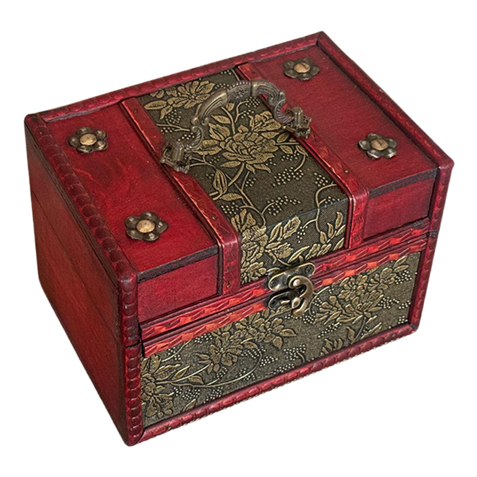 ZBIianxer Antique Styles Wooden Treasure Chests Retro Storage Container Ideal for Jewelry Collectibles and Unique Decors Storage Trunk