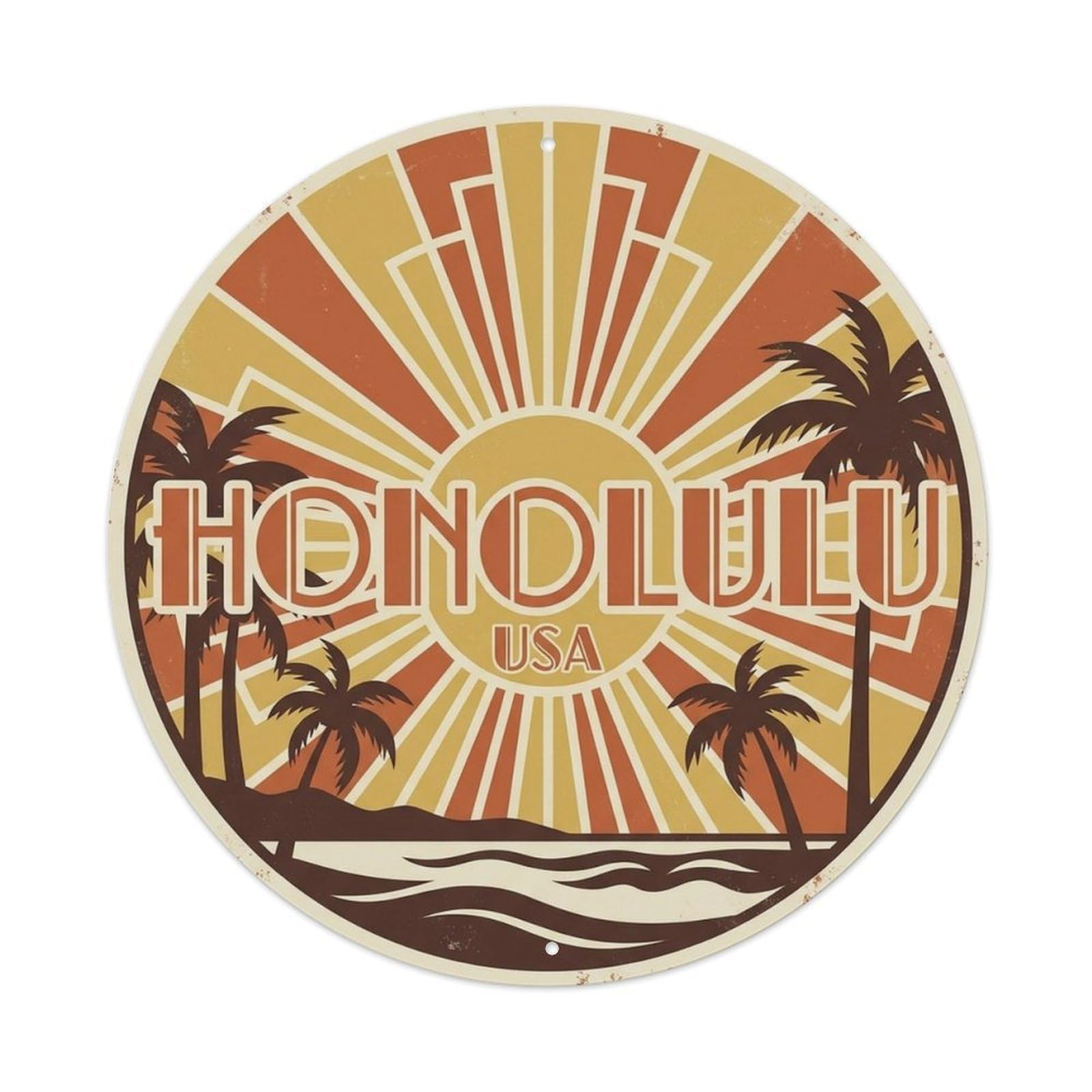 Honolulu Hawaii Town Heritage City Landmark Metal Tin Sign