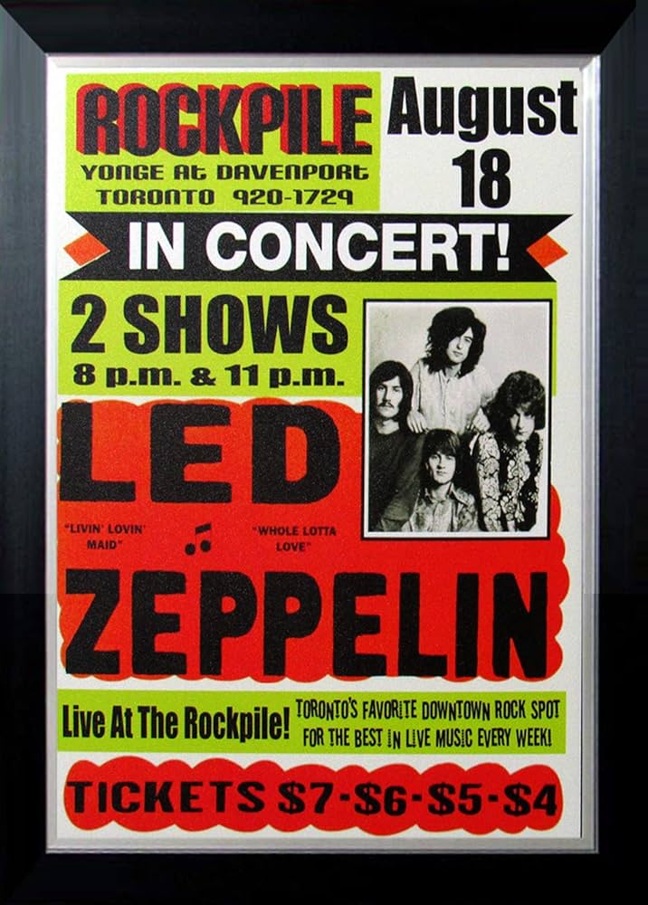 Led Zeppelin Aug 1969 Toronto Rockpile Concert Poster – Vintage