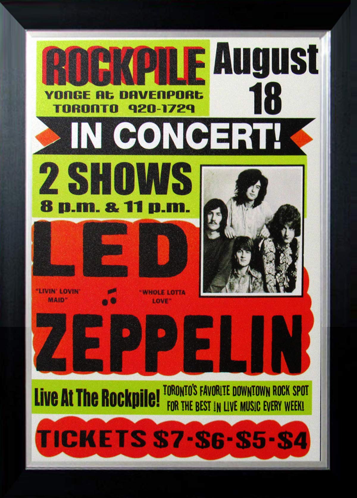 Led Zeppelin Aug 1969 Toronto Rockpile Concert Poster – Vintage
