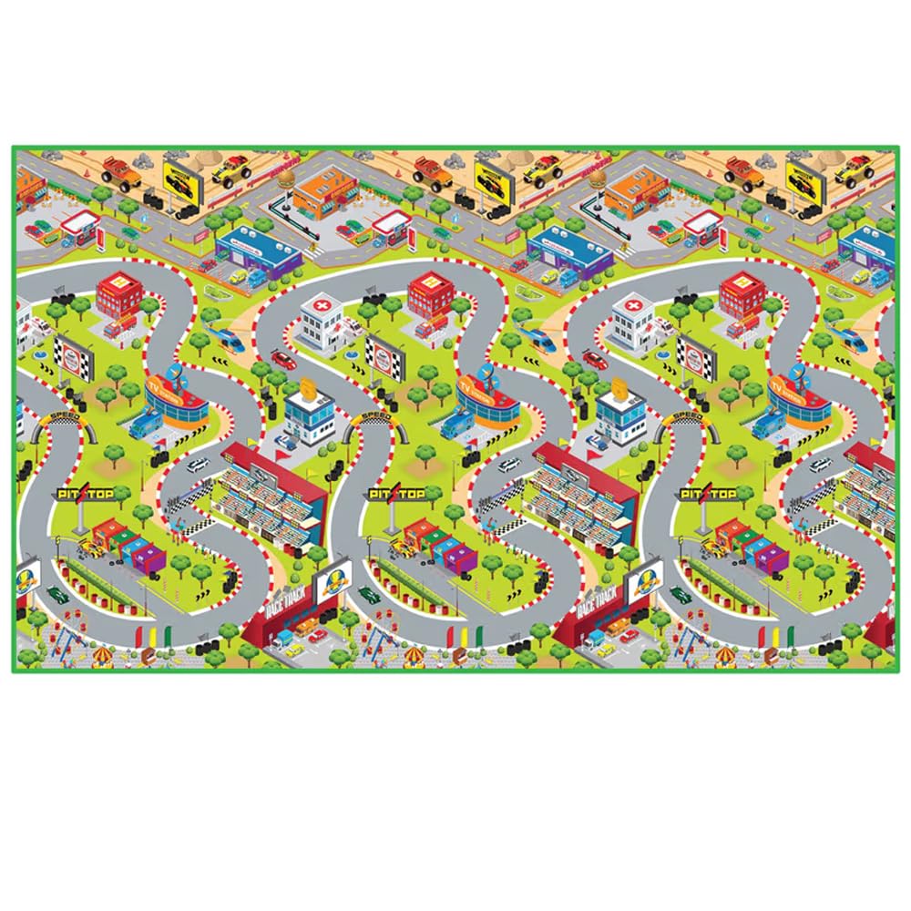 Tappetino Gioco Bambini 120x200 cm Spessore 1 cm – Reversibile, Educativo, Atossico, Arrotolabile e Lavabile, Isolante e Antiscivolo 6+ Mesi (Metropoli)
