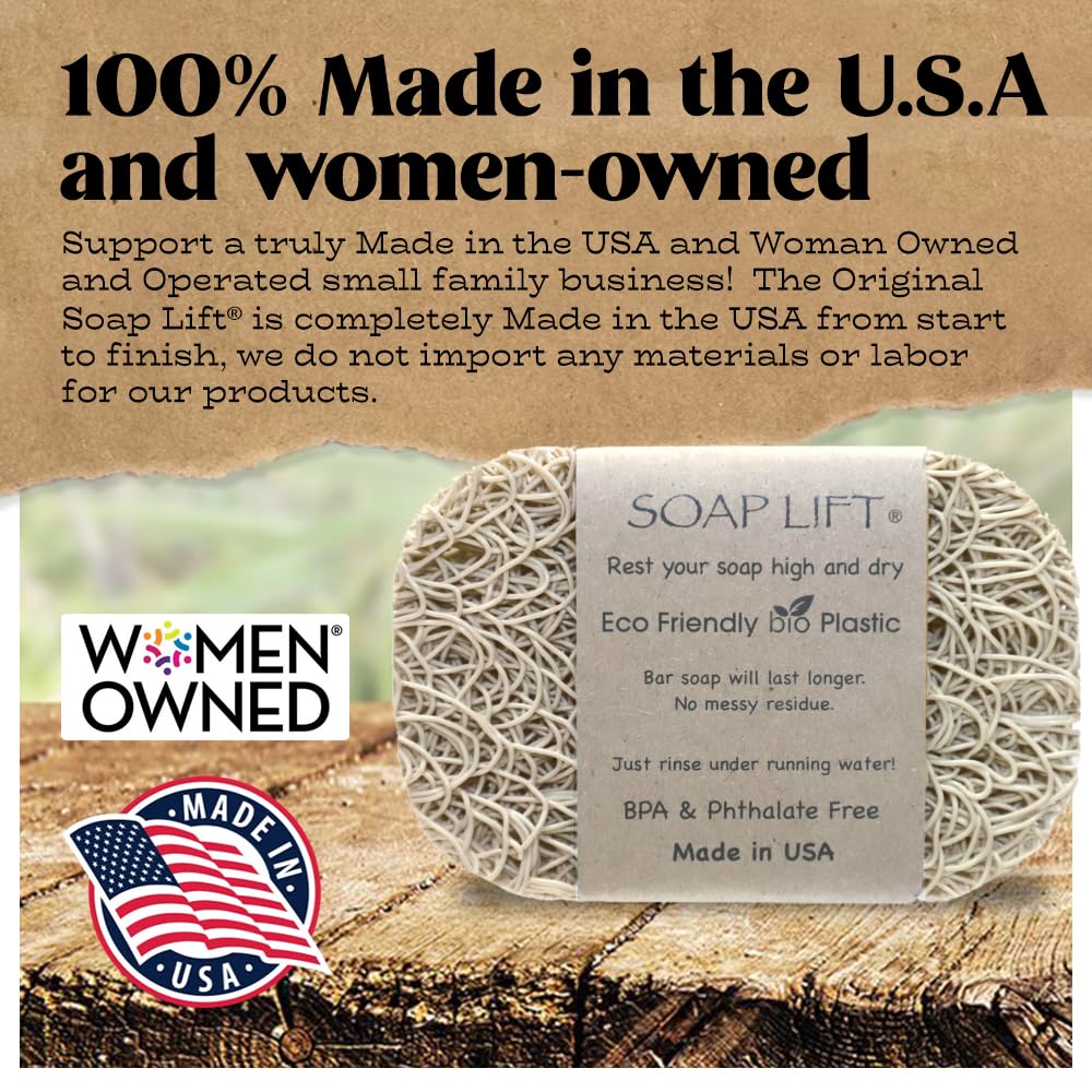 Soap Lift Soap Bar Holder - Flexible Shower Tray with Self-Draining Design - Soap Saver Made of BPA-Free Bioplastic - Handmade Soap Lift for Dishes, Shower & Bathroom Sink - 2-Pack (Bone Color)