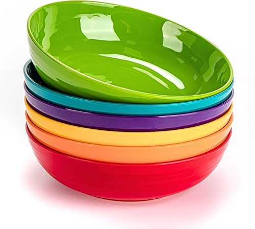 8-Inch Melamine Salad & Pasta Bowls - Set of 6,