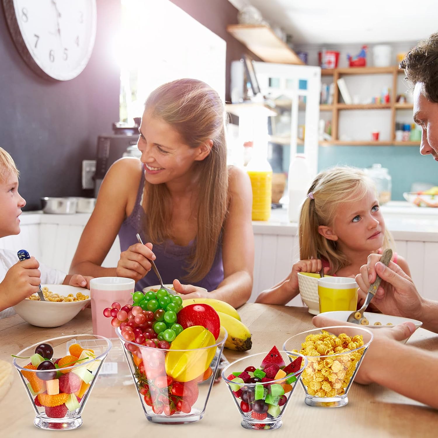  | 8 Pieces Angled Plastic Bowls Clear Serving Bowls Acrylic Candy Buffet Containers Round Salad Bowls for Party Dish Popcorn Ice Soup Snack Pasta Chips Fruit Prep, 14 oz 19 oz 24 oz 61 Oz, 4 Sizes: Serving Bowls