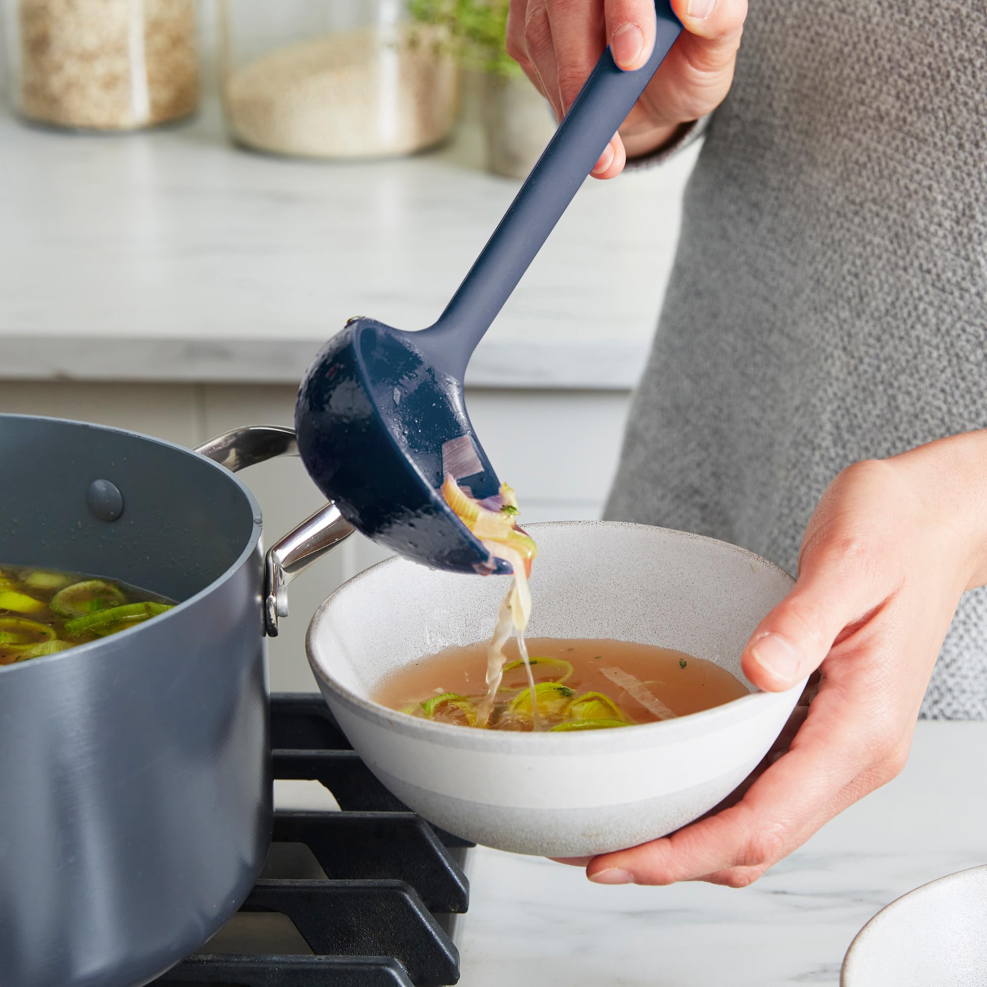 GreenPan Platinum - Set di utensili da cucina in silicone, 7 pezzi, colore: blu navy