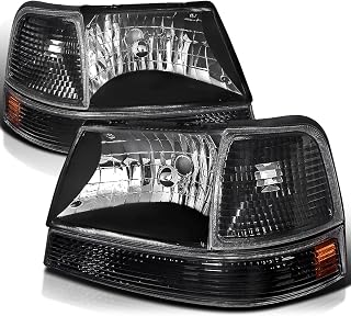 SPEC-D TUNING 4PC Black Headlights + Signal Corner Lights Compatible with 1998-2000 Ford Ranger Left + Right Pair Assembly