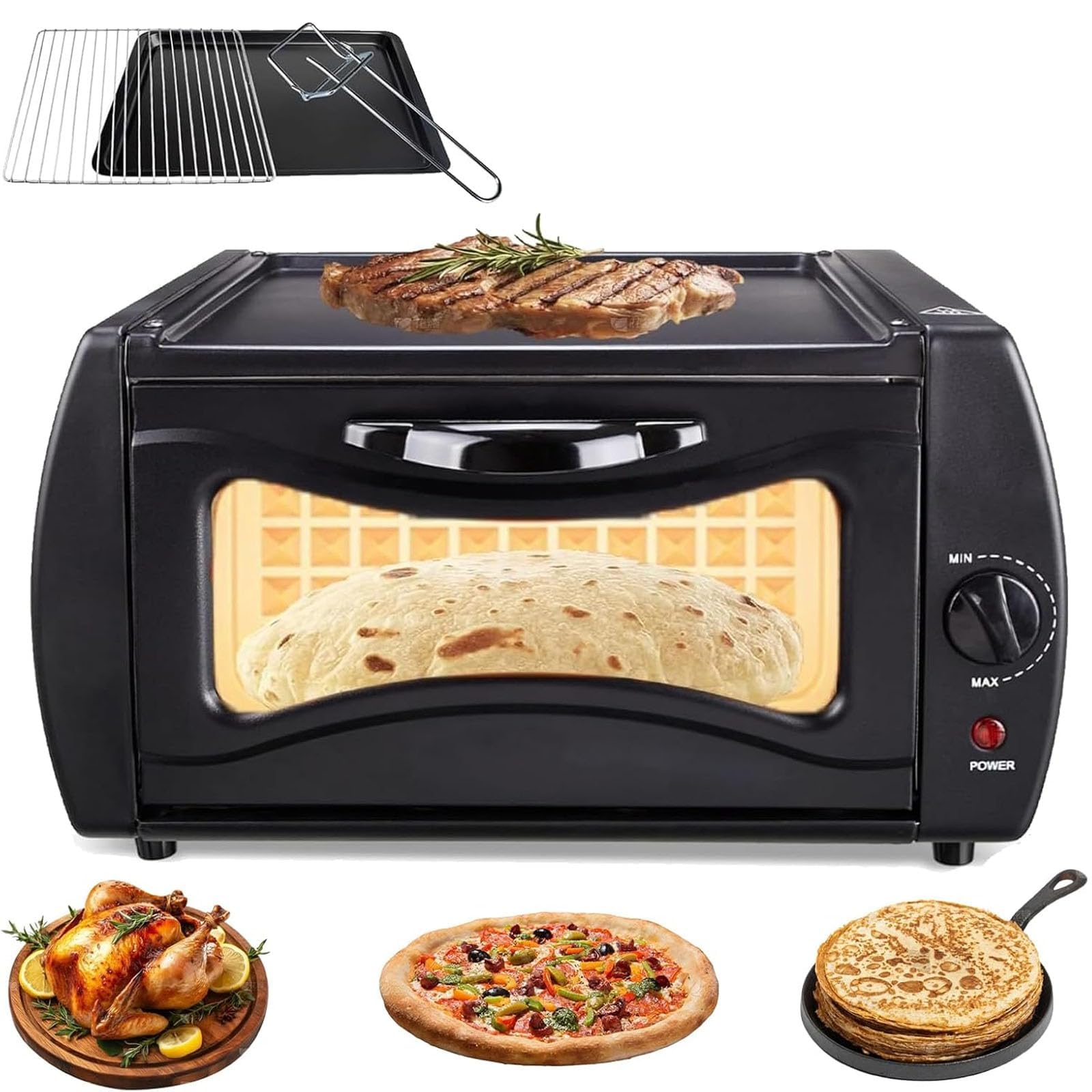 Elektryczny piekarnik Tandoor 2100 W, 15 l, mini ekspres do pizzy z regulowaną regulacją temperatury, do gotowania w domu i na wynos
