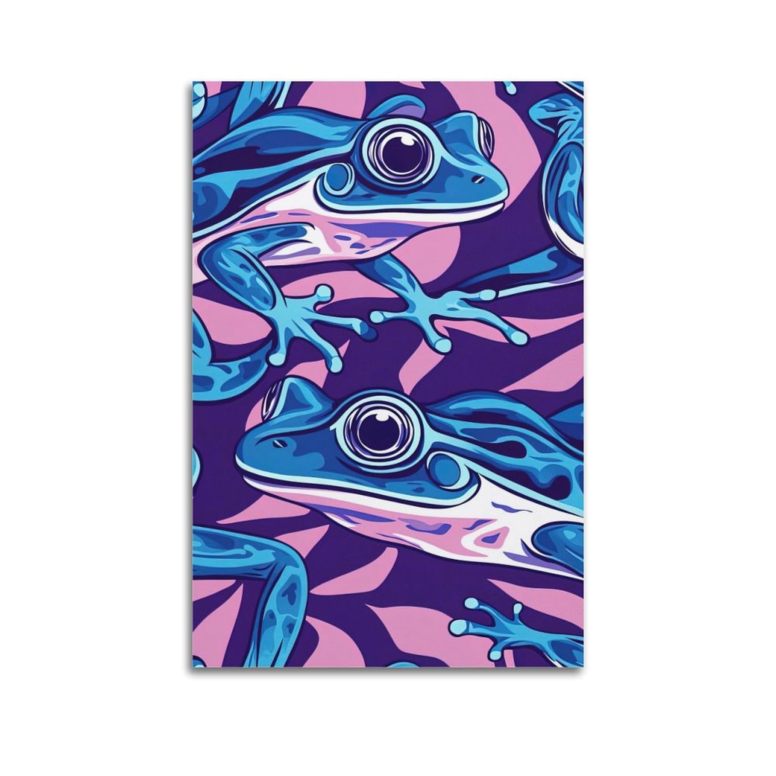 CXHJCA Animal Poster Blue Frogs Poster Decorative Painting Canvas Wall Posters And Art Picture Print Modern Family Bedroom Decor Posters 24x36inch(60x90cm)