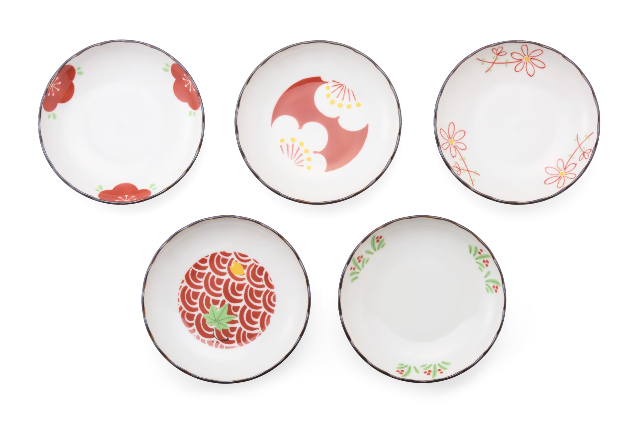 Red Chrysanthemum Picture-Changing Plate Set