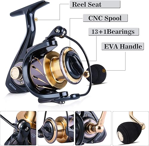 Miniatura 4 de Sougayilang Combo convencional de caña de pescar de carrete y fibra de vidrio, peso medio para pesca con pesca de bagre