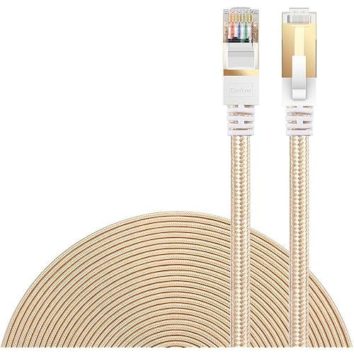 Cat 7 Ethernet Cable, DanYee Nylon 100ft CAT7 High Speed Professional Gold Plated Plug STP Wires CAT 7 RJ45 Ethernet Cable 3ft 10ft 16ft 26ft 33ft 50ft 66ft 100ft (Gold 100ft)