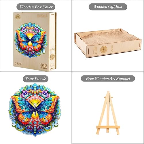 Miniatura 5 de Rompecabezas de madera con forma de mariposa, 90 piezas de 8.1 x 7.9 pulgadas, respetuoso del medio ambiente, con forma de animal, mandarina,
