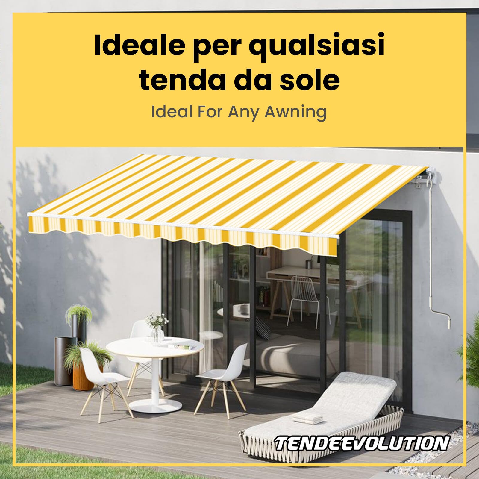 Varilla para Toldos de Hierro Galvanizado de 180 cm, Barra de Maniobra para Toldos con Manivela Ergonómica de Plástico, Varilla para Toldo, Diámetro 1,5 cm (Marfil)
