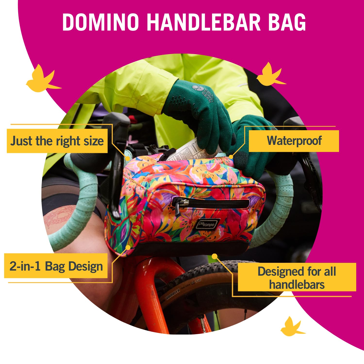Po Campo Bolsas Accesorios para Bicicleta, Bolsa para Manillar Domino, Bolsa Grande para Manillar Delantero, Bolsa de Almacenamiento Impermeable para Bicicleta, Bolsa de Bicicleta de Montaje Frontal
