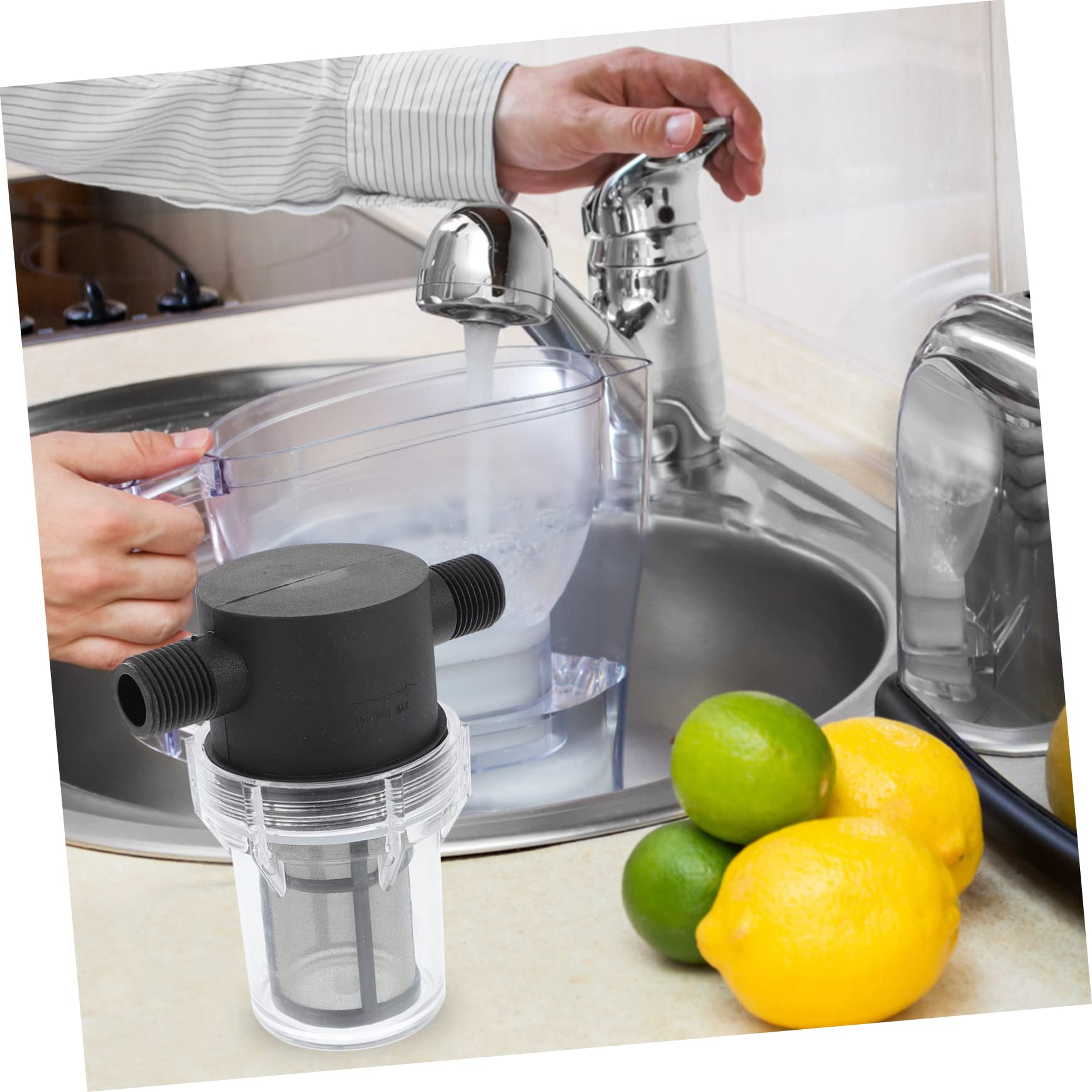 BESTYASH Wasserpumpen Siebfilter mit Nylon und Edelstahl Inline Rohr Druckfilter mit Schraubenschlüssel für Vorfilter Wasserpumpe im Garten
