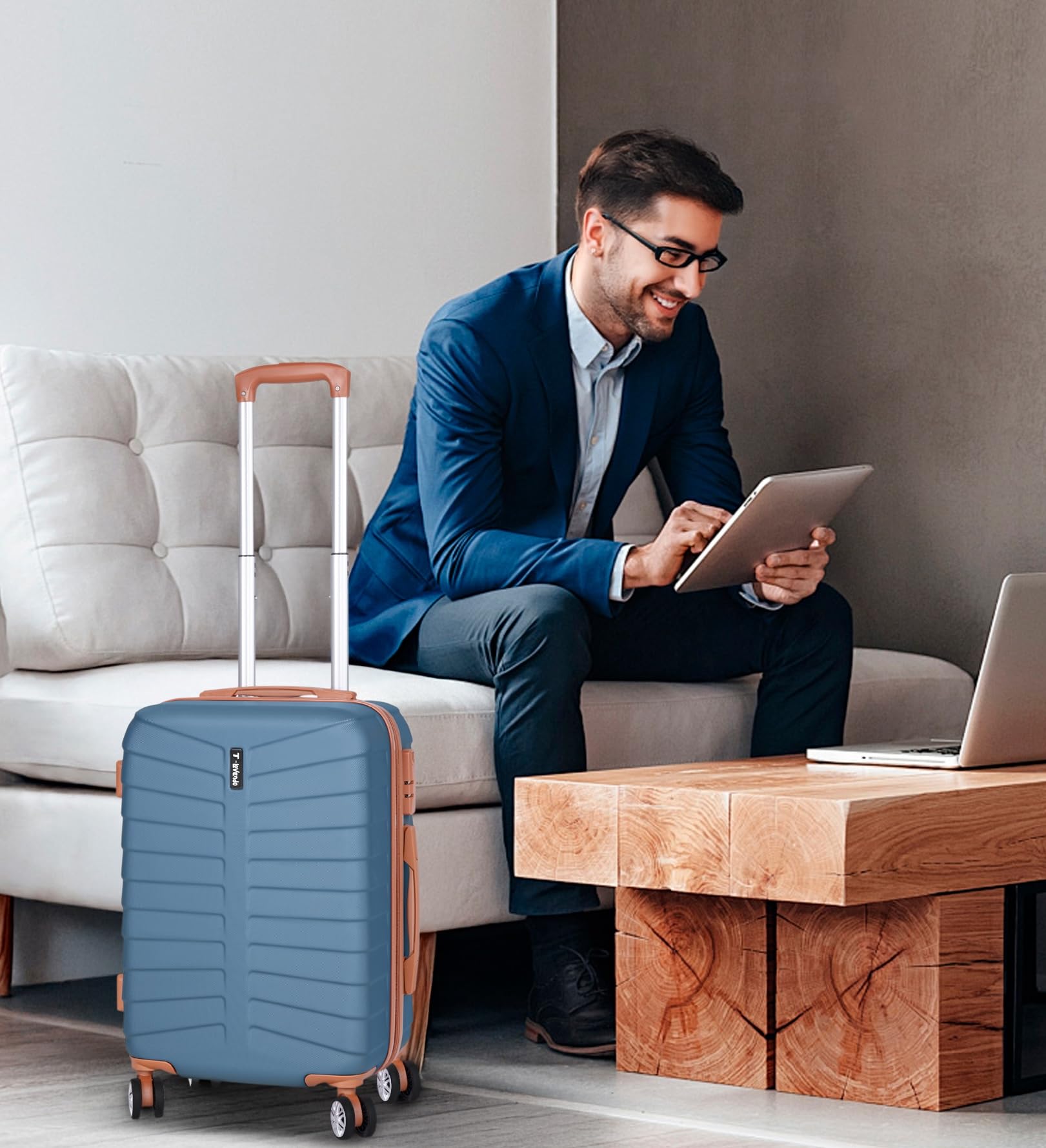 Juego de 3 Maletas Viaje Rígidas ABS con Ruedas 360° | Trolley Maleta de Cabina Ligero y Resistente | Equipaje de Mano, Mediana y Grande | Cerradura, Asa Telescópica, Interior Organizado Diseño