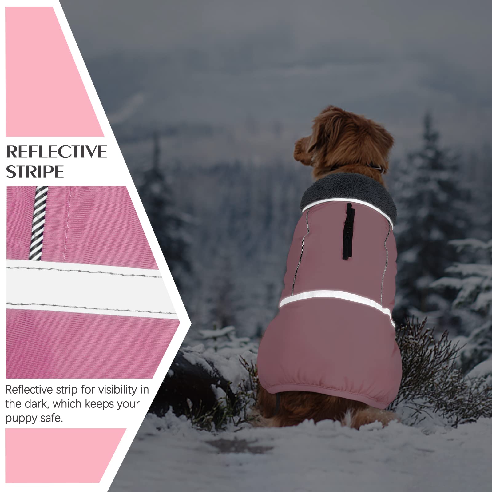 QBLEEV Hundewintermantel, warm, reflektierende Hundejacke, Wintermantel, Rollkragen, wasserdicht, für kaltes Wetter, Dickes Fleecefutter, Schneeanzug, Weihnachtshundeweste, Haustierbekleidung für