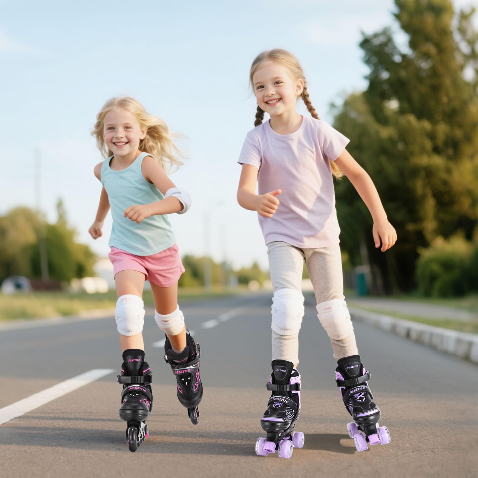 Roller Enfant Fille Patins à roulettes réglables pour Enfants 3 à 9 Ans, Patin a Roulette Femme Fille lumières Amusantes pour Enfants pour débutants