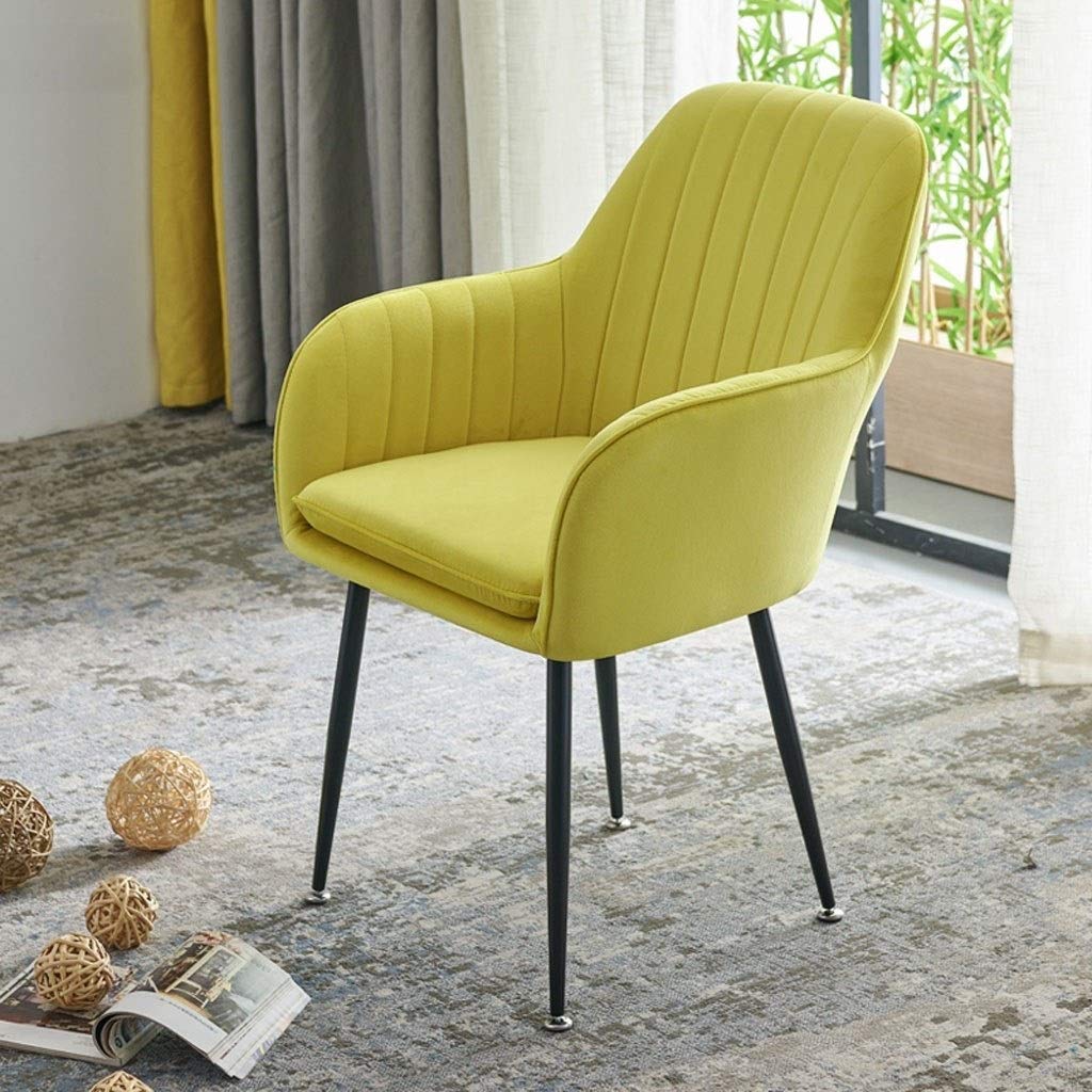SJIALEN Soft Velvet Dining Chair,Office Lounge Chair for Living Room Bedroom Kitchen Modern Design Kitchen Chair Kitchen Chair (Color : Yellow)