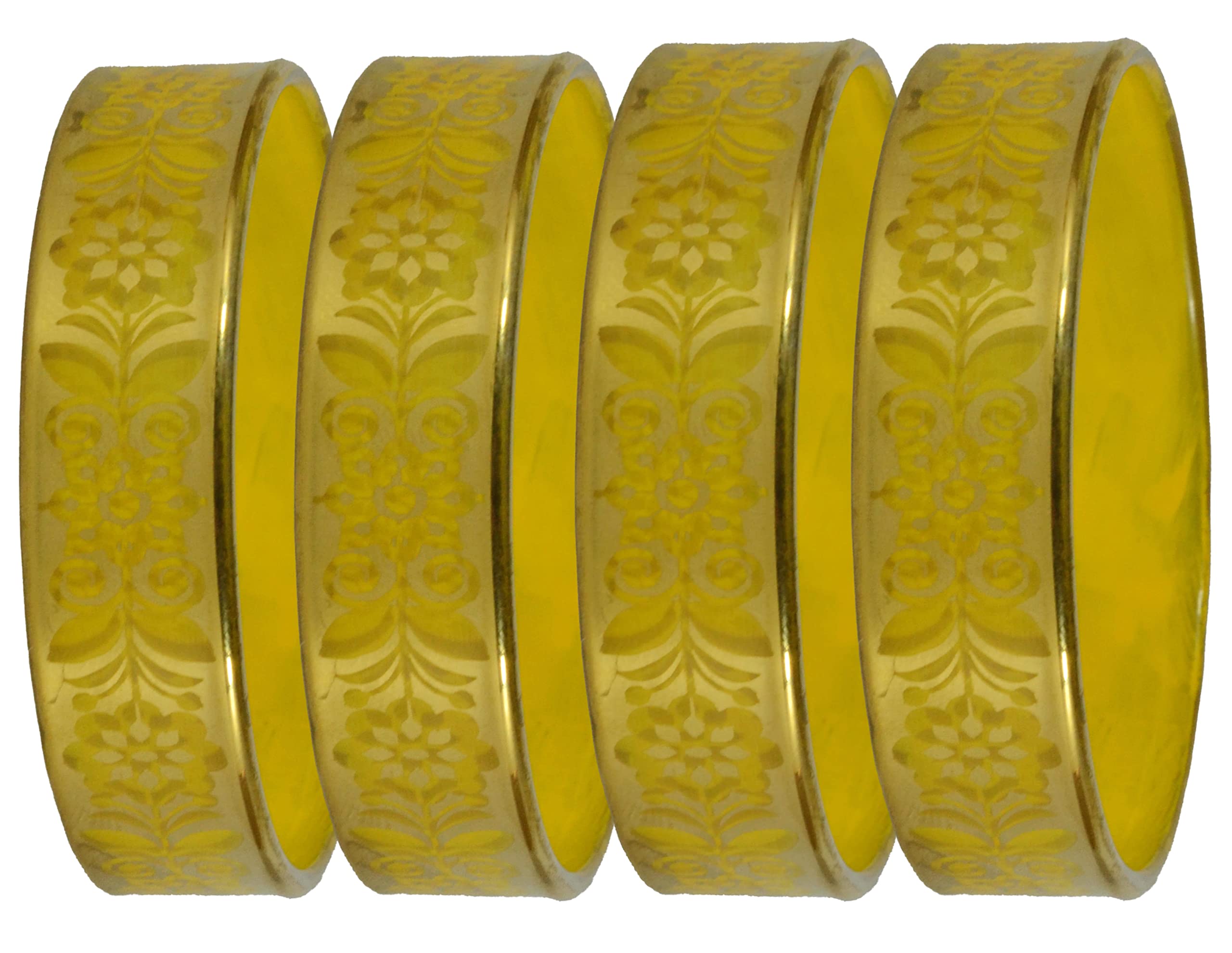 FitOnRist Glass With Flower Printed Design Gold Polished Kada set For Women and Girls,(Pack Of 4 Kada), Color:- Yellow, Size:- 2.8_Inches (B0BQ7PJ3L8) Amazon Price History, Amazon Price Tracker