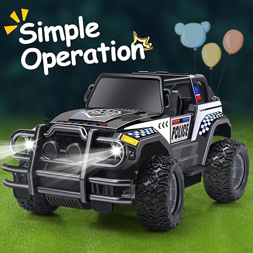 Miniatura 5 de Bloolilies Coche de control remoto para niños de 4 a 7, 8 a 12, camiones de juguete de policía a escala 120, autos de carreras de control remoto,