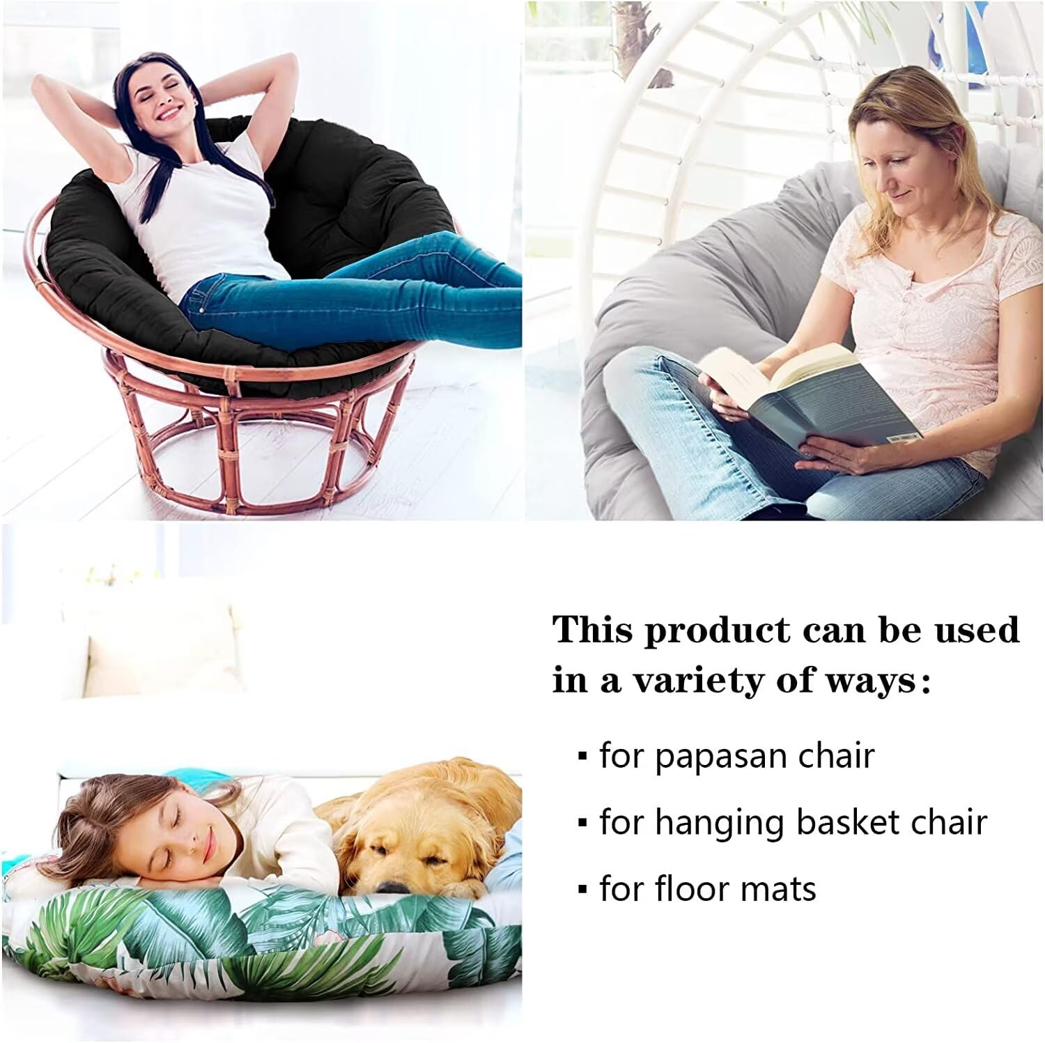 Jaysydd Round Chair Cushion Hanging Egg Chair Cushion Thickened Hanging Basket Seat Cushion Outdoor Garden Chair Swing for Living Room Hammock Rocking Chair Seat