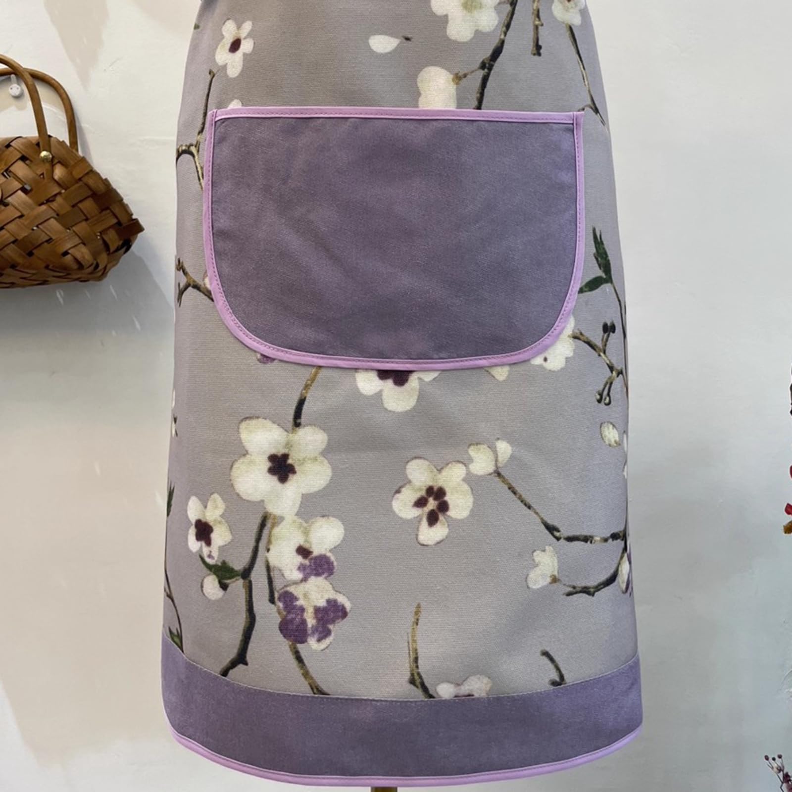 Fartuch Kuchenny Damski Bawełniany Fartuch Regulowany Fartuchami Dla Kobiet Z KieszeniamiPurple,One Size