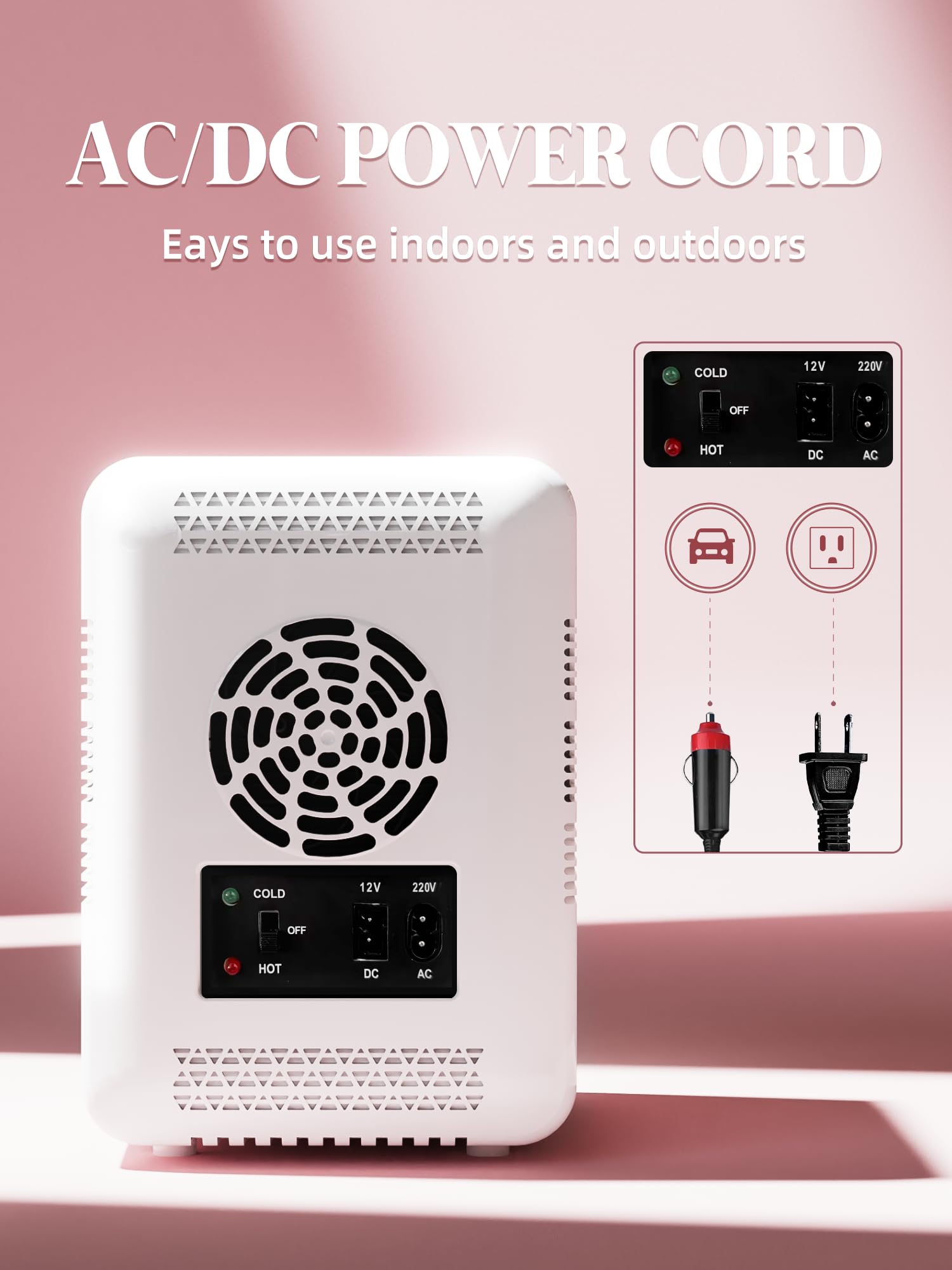 Mini refrigerador para el cuidado de la piel (4 litros/6 latas) con espejo de luz LED regulable, enfriador y calentador para refrigerar maquillaje, cuidado de la piel y alimentos, mini 5