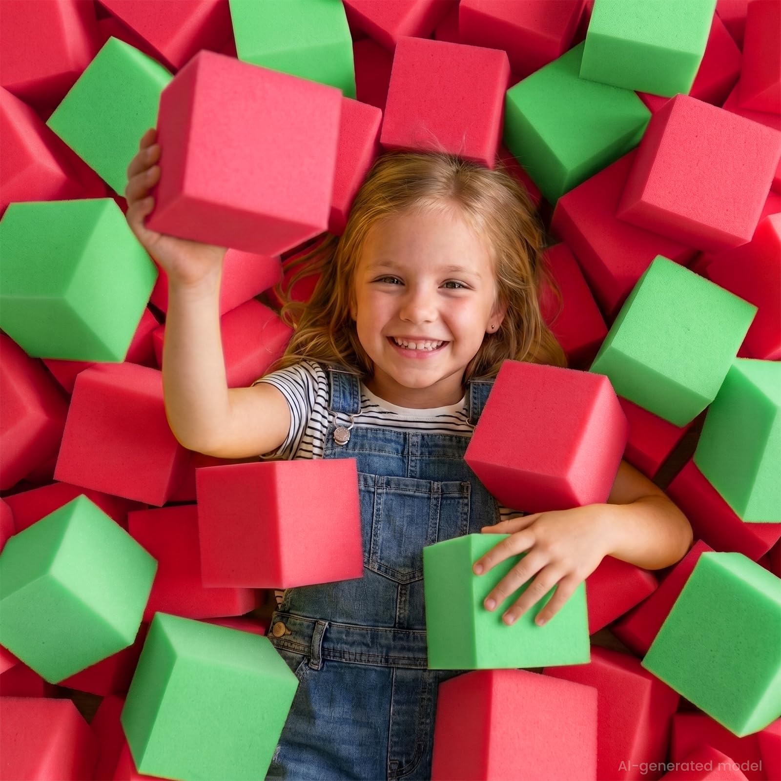 48 cubi in schiuma morbida da 13 cm, blocchi di schiuma per bambini, rosso