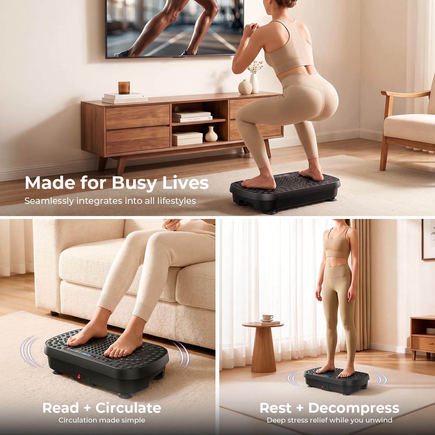 Vibrationsplatte,Vibrationsplatte Testsieger,Rüttelplatte Sport für Zuhause,Vibration Plate 330LBS Belastbar,9 Modi,99 Stufen,Power Plate Vibrationsplatt für Lymphdrainage,Ganzkörpertraining,Abnehmen