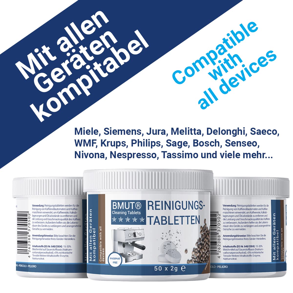 200 Compresse Pulizia Macchine Caff&egrave; - 2g L'una - Per Tutti I Marchi (Nespresso, DeLonghi, Philips...)