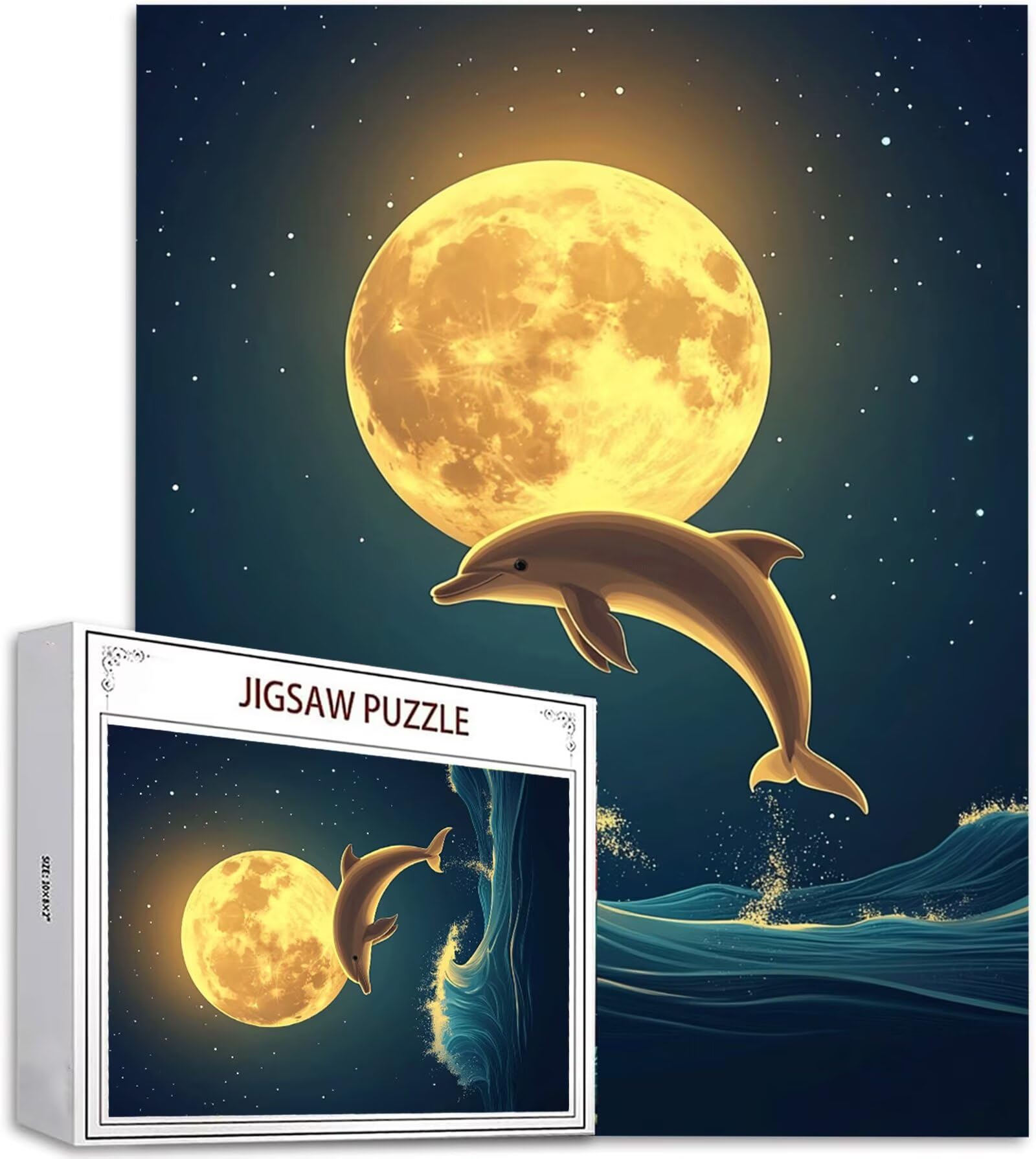 Puzzle 5000 Pezzi, 3 4 5 Anni Puzzle Luna 6 7 8 Anni Giochi Educativi Sostenibili Con Motivi Per Adulti Da Gioco in Legno Di Alta Qualità Jigsaw Delfino per Gioco Familiare, 2026 Regalo Natale H-2213
