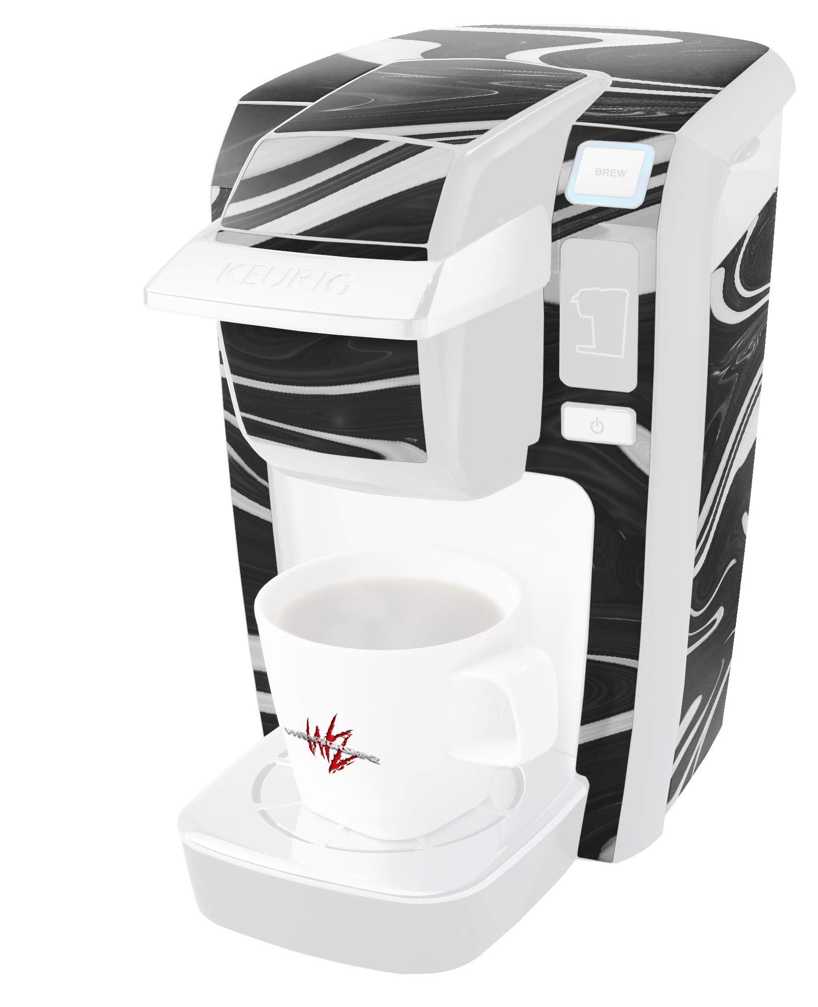 Decal Style Vinyl Skin compatible with Keurig K10 K15 Mini Plus Coffee Makers Black Marble COFFEE MAKER NOT