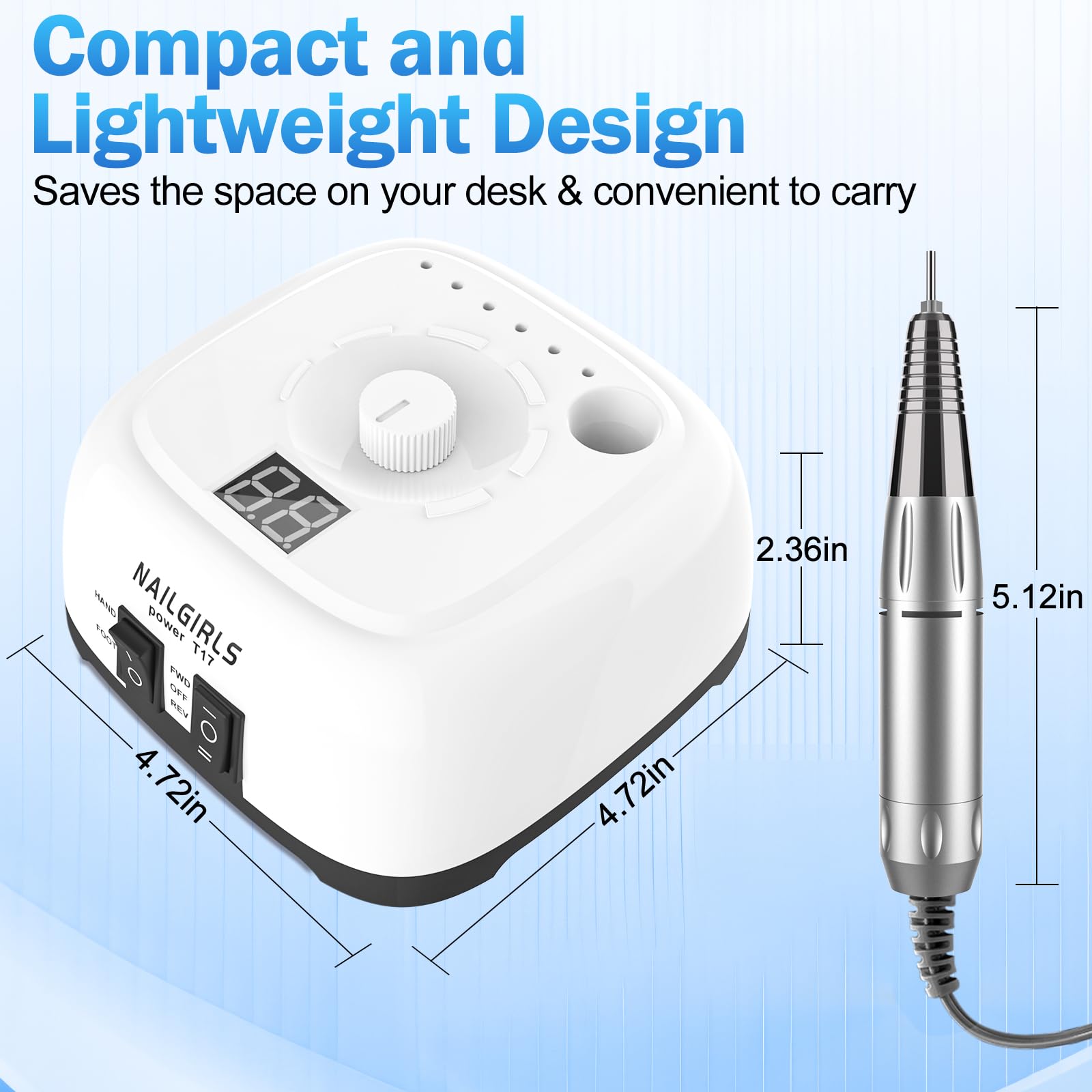 NAILGIRLS Professional Nail Drill Machine,35000PRM Electric Nail File E-File Nail Drill Kit for Gel Acrylic Nails Manicure Pedicure Polishing Shape Tools for Home Salon Use