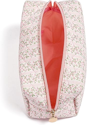 Miniatura 2 de Bolsa de maquillaje de viaje para mujeres y niñas, bolsa de maquillaje con cremallera, organizador de artículos de tocador con flores florales,
