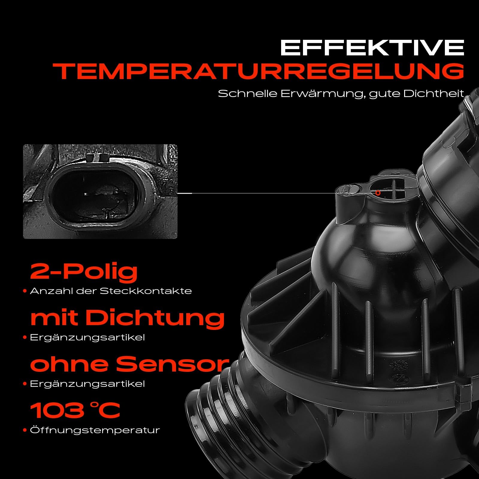 Frankberg Termostato del liquido di raffreddamento con guarnizione 103°C | V20991303; Compatibile con: 3 Gran Turismo F34, 4 Gran Coupé F36, Serie 1 F21, 2 Coupé F22 F87, 4 Cabriolet F33 F83